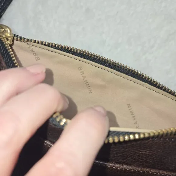 Brahmin Genuine Leather Calf Hair Leopard Print Crossbody Bag croc embossed - Picture 10 of 16